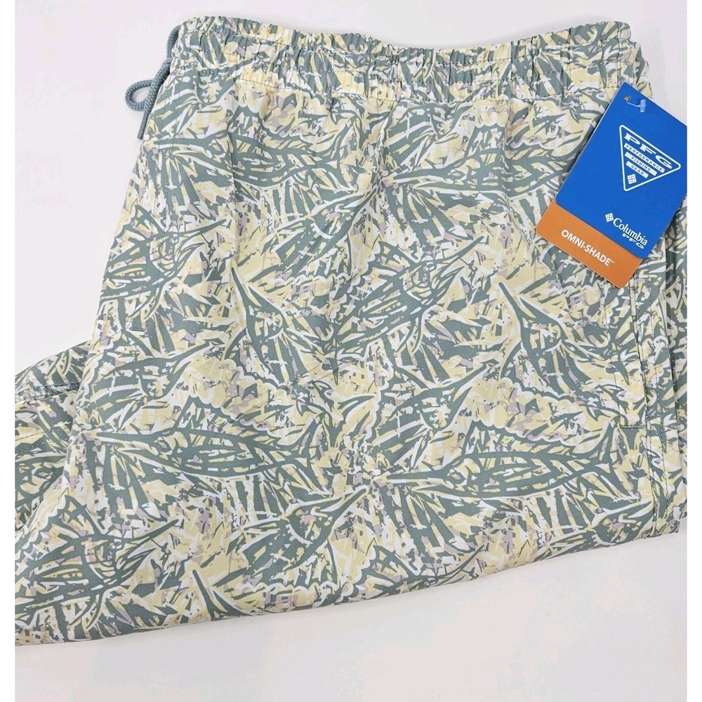 Columbia PFG Men's Omni-Shade Shorts XXL 6L Short Green Print Regular Fit NWT
